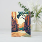 シオン国立公園ユタ州ナロウズの水彩画 シーズンポストカード (スタンド正面)