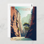 シオン国立公園ユタ州ナロウズの水彩画 ポストカード (正面/裏面)