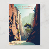 シオン国立公園ユタ州ナロウズの水彩画 ポストカード (正面)