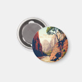 シオン国立公園ユタ州ナロウズの水彩画 マグネット (正面/裏面)