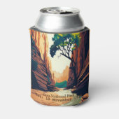 シオン国立公園ユタ州ナロウズの水彩画 缶クーラー (缶裏面)