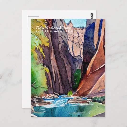 シオン国立公園ユタ州ナロウズ ポストカード (正面/裏面)
