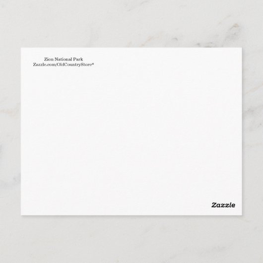 シオン国立公園ユタ旅行はがき ポストカード (裏面)