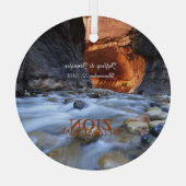 シオン国立公園 – ナローズ、名前、サークル ガラスオーナメント (裏面)