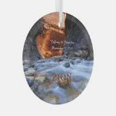 シオン国立公園 – ナローズ、名前、サークル ガラスオーナメント (正面右)