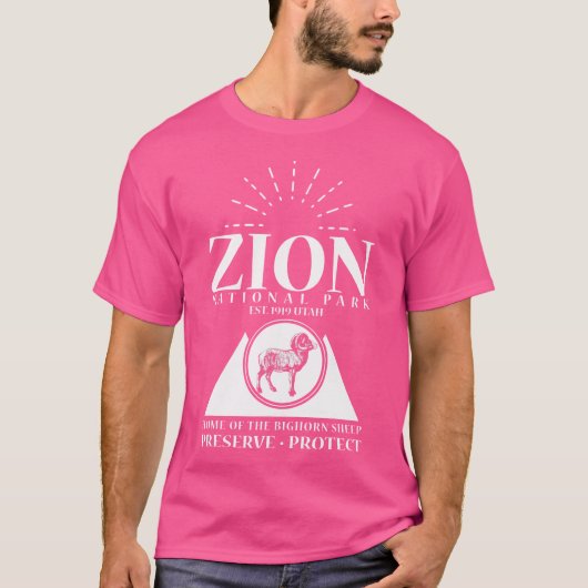 シオン国立公園 – ユタ州お土産 – ビグールンヒツハイク Tシャツ (正面)