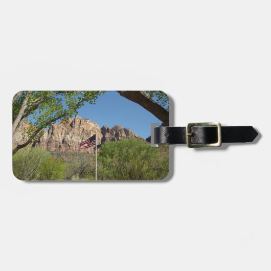 シオン国立公園IIのアメリカ国旗 ラゲッジタグ (正面横)