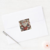シカおよび子供とのクリスマスGreetingSanta スクエアシール (封筒)