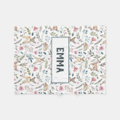 シカおよび花はベビーブランケットをpersonailzed フリースブランケット (正面(横))