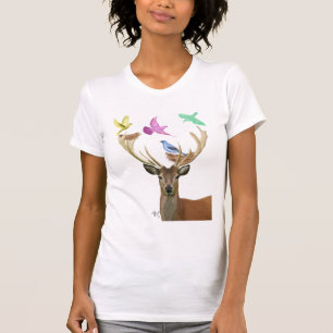 シカおよび鳥の巣のパステル調の色合い Tシャツ
