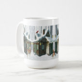 シカが付いているマグ冬のコテージ コーヒーマグカップ (正面左)
