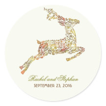 シカが付いている秋の結婚式のステッカー