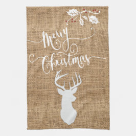 シカとのバーラップの質のメリークリスマス キッチンタオル