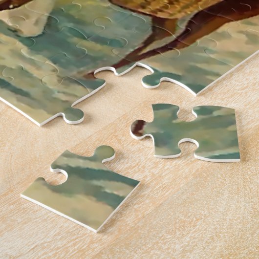 シカとのヴィンテージのクリスマスの天使 ジグソーパズル (側面)