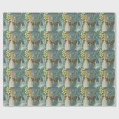 シカとのヴィンテージのクリスマスの天使 ラッピングペーパー (フラット)