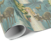 シカとのヴィンテージのクリスマスの天使 ラッピングペーパー (ロールコーナー)