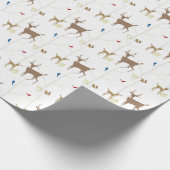 シカとの冬の世紀半ばのモダンな動物場面 ラッピングペーパー (角)