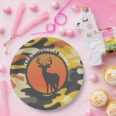 シカとカモフラージュ ペーパープレート (パーティー)