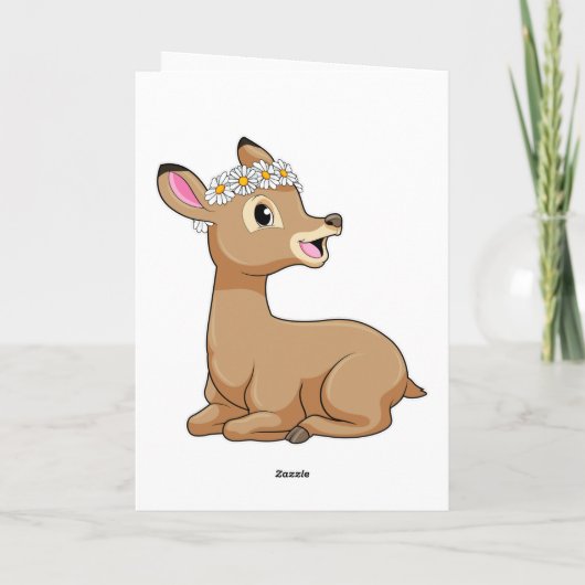 シカとデイジーの花 カード (裏面)