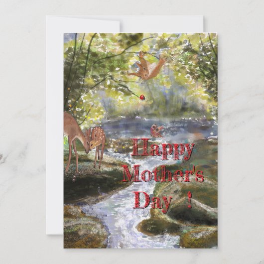 シカと森の友だちと母の日用カード シーズンカード (正面)