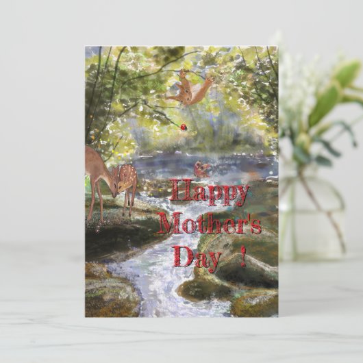 シカと森の友だちと母の日用カード シーズンカード (スタンド正面)