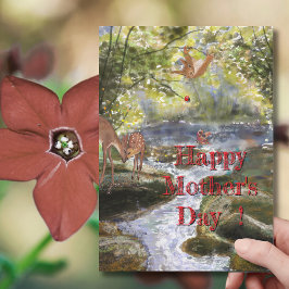 シカと森の友だちと母の日用カード シーズンカード