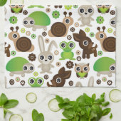 シカのカメのバニー動物の壁紙 キッチンタオル (折り畳み)