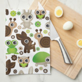 シカのカメのバニー動物の壁紙 キッチンタオル (四つ折り)