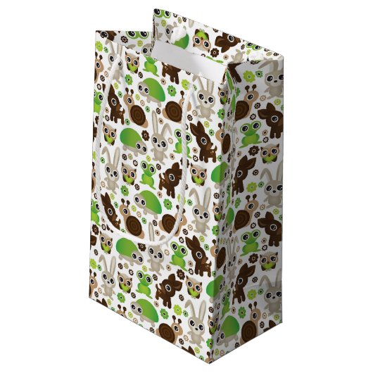 シカのカメのバニー動物の壁紙 スモールペーパーバッグ (裏面アングル)