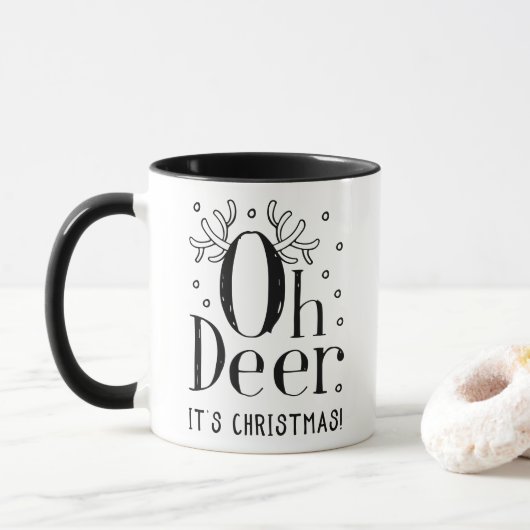 シカのクリスマスイラスト入りコーヒー＆ティーマグ マグカップ (ドーナツ)