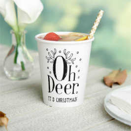 シカのクリスマスイラスト入りコーヒー・紅茶ペーパカップ 紙コップ