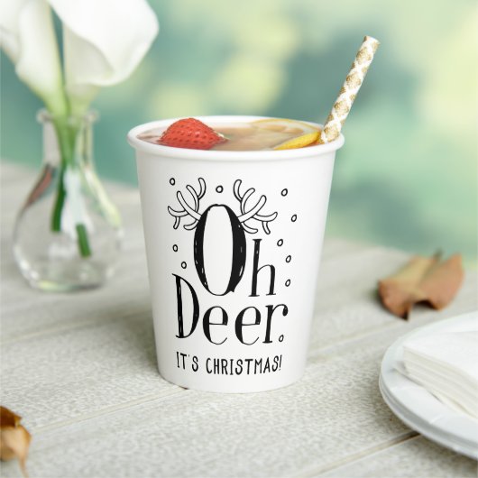 シカのクリスマスイラスト入りコーヒー・紅茶ペーパカップ 紙コップ (インサイチュ)