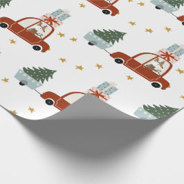 シカのクリスマスツリーのイラストの包装紙 ラッピングペーパー