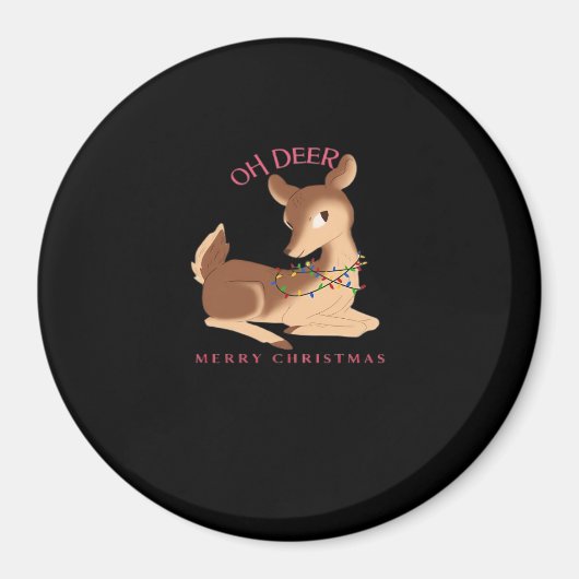 シカのクリスマス モダンデザイン マグネット (正面)