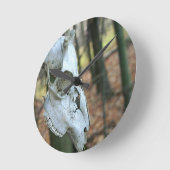 シカのスカルの時計 ラウンド壁時計 (傾斜)