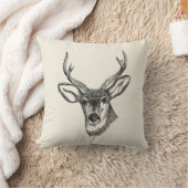 シカのスケッチ クッション (ブランケット)