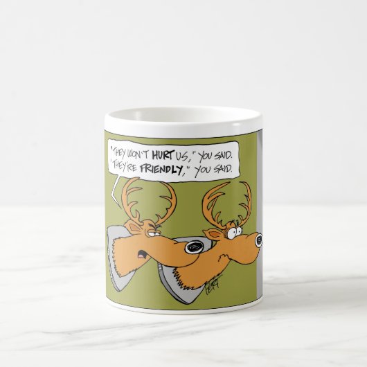 シカのトロフィ""漫画のマグを言いました コーヒーマグカップ (中央)