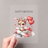 シカのパイロット 誕生日 アクリル招待状 (インサイチュ (ポータブル))