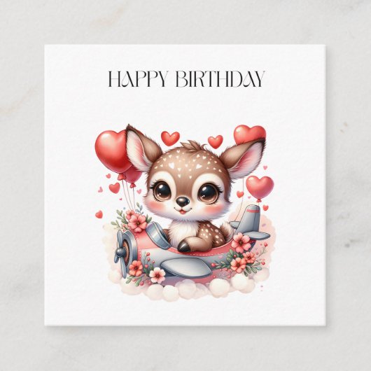 シカのパイロット 誕生日 エンクロージャーカード (正面)