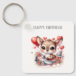 シカのパイロット 誕生日 キーホルダー