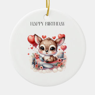 シカのパイロット 誕生日 セラミックオーナメント