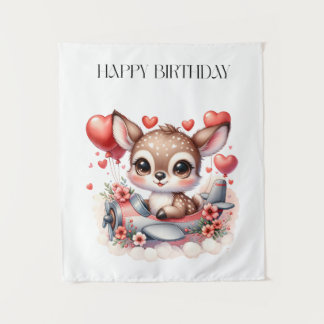 シカのパイロット 誕生日 タペストリー