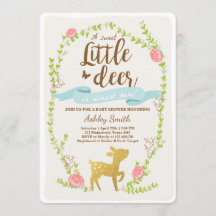 シカのベビーシャワーの招待の森林男の子の青