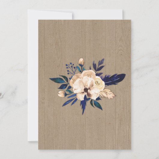 シカのベビーシャワーの招待状- (雄ジカの)枝角の招待の男の子 招待状 (裏面)