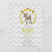 シカのリースのベビーシャワー-男の子 招待状 (正面/裏面)