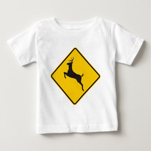 シカの交差のハイウェーの印 ベビーTシャツ (正面)