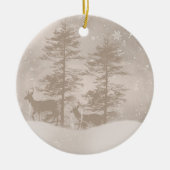 シカの休日のオーナメントとのスタイリッシュな冬の景色 セラミックオーナメント (正面)