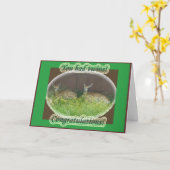 シカの双子 誕生 おめでとう カード (黄色い花)