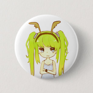 シカの女の子ボタンのバッジ 缶バッジ