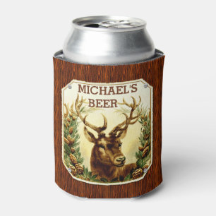 シカの小屋のパーソナライズなビール素朴な木製の穀物 缶クーラー
